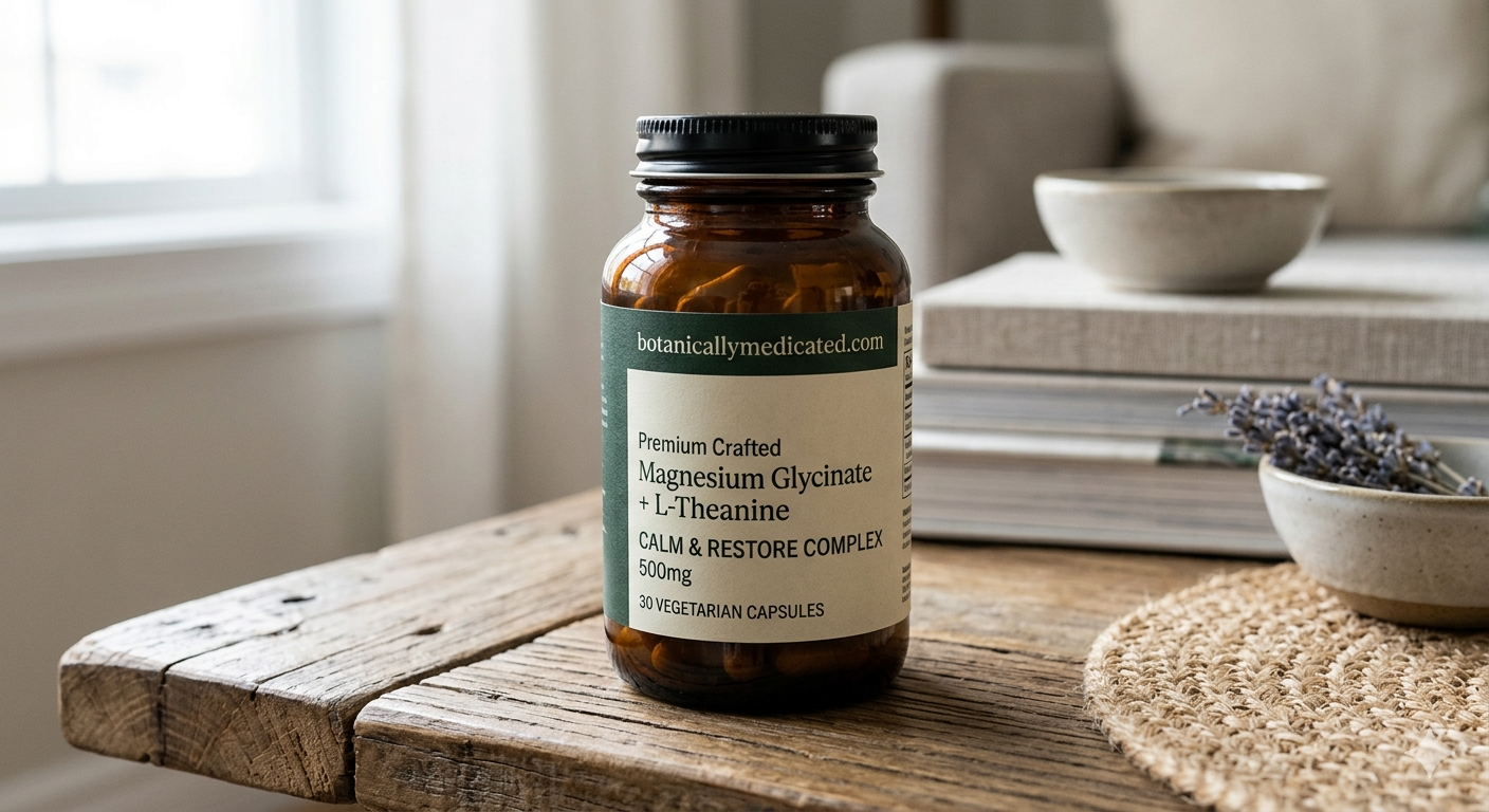 Magnesium Glycinate and L-Theanine Capsules. 500mg 30ct sourced for your mind and body